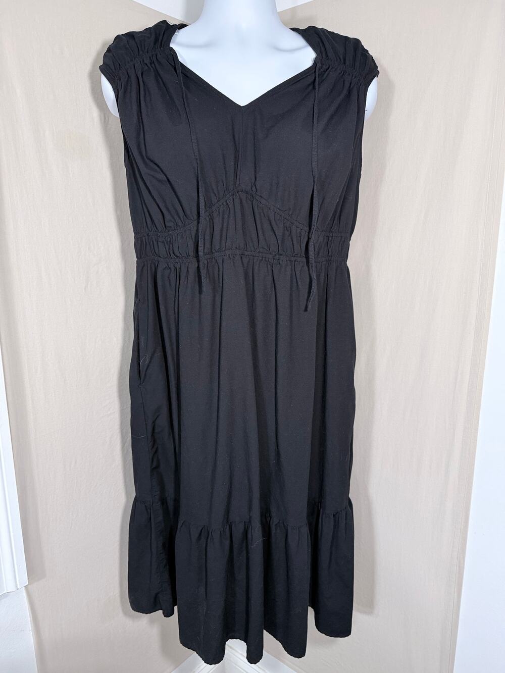 Time and Tru Black Sleeveless Tiered Midi Dress XL - Picture 1 of 9